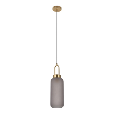 House Nordic Hanglamp Luton Cilinder Brass Smoke Glas