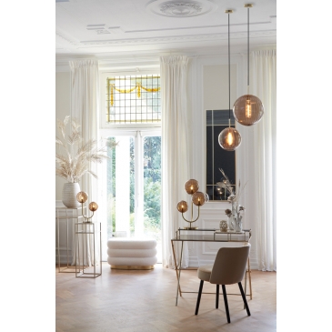 Light & Living Zuil Bilo Set van 2 Goud Staal Glas 80+100cm