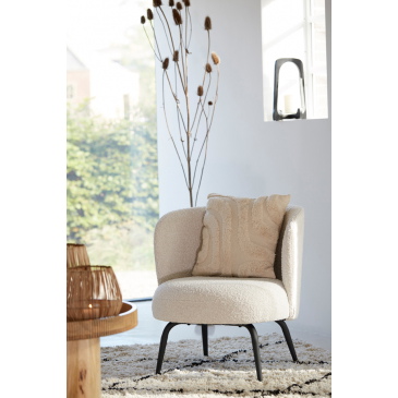 Light & Living Fauteuil Dieyda Bouclé Crème