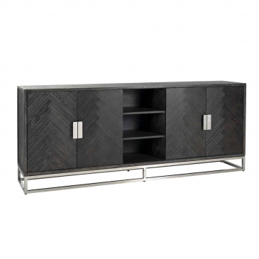 Richmond Dressoir Blackbone Zilver 4-deuren + open vak
