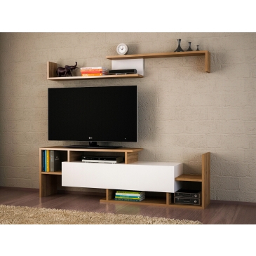 Tv-Meubel Dream Melamine Wit Walnoot