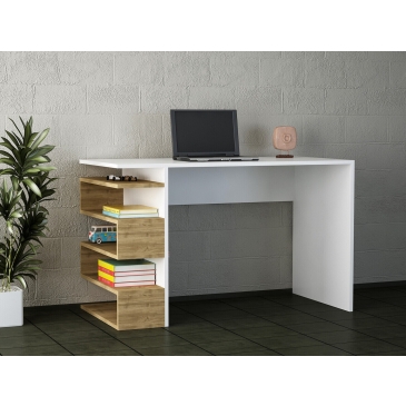 Bureau Snake Melamine Wit Walnoot