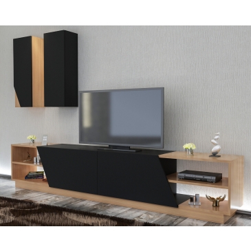 Tv-Meubel Zebra Melamine Zwart Teak