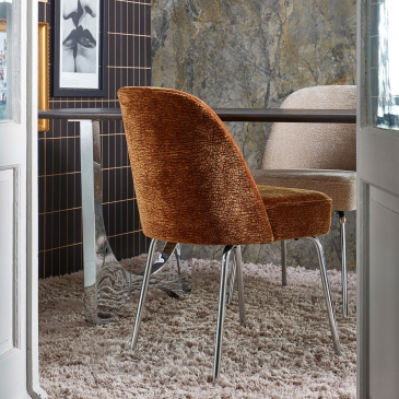 Woood Eetkamerstoel Vogue Chenille Bruin/Chrome
