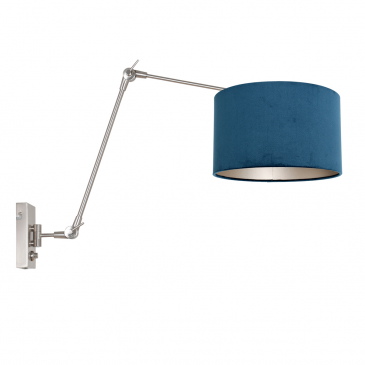 Steinhauer Wandlamp Prestige Chic Grijs Velours Blauw