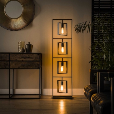 Vloerlamp Turn Square 4-Lichts Charcoal - Giga Meubel