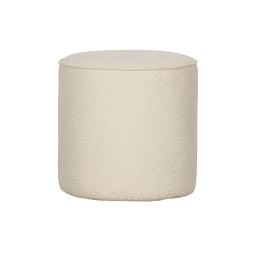 Woood Poef Sara Hoog Bouclé Creme Ø46cm