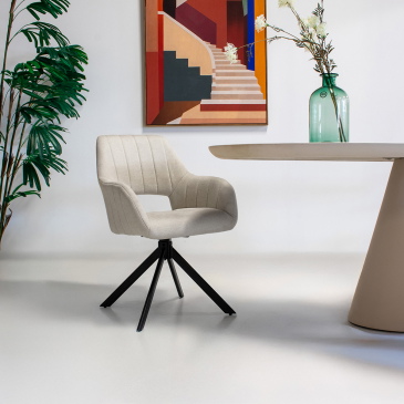 Eetkamerstoel Nola Beige Draaibaar - Giga Meubel
