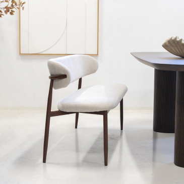 Eetkamerbank Alexia Beige/Walnoot 180cm - Giga Meubel