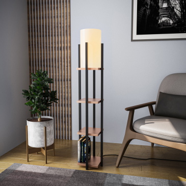 Vloerlamp Shelf Zwart/Koper