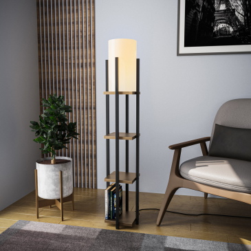 Vloerlamp Shelf Zwart/Goud