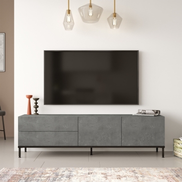 Tv-Meubel Laval Melamine Zilver Zwart 170cm