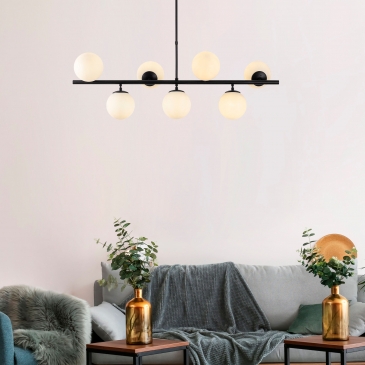 Hanglamp Fazli Metaal Zwart Wit 7-Lichts