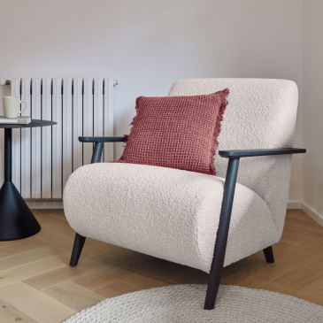 Kave Home Fauteuil Meghan Wit Geschoren Effect
