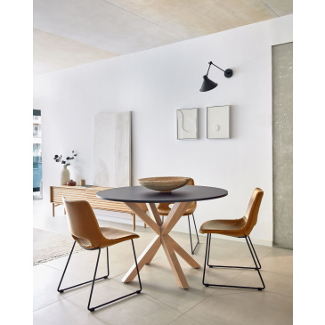 Kave Home Ronde Tafel Argo Zwartgelakt Mdf Houteffect Ø120cm