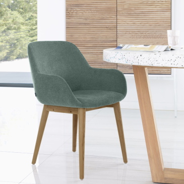 Kave Home Stoel Konna Groen Essenhout Bruin