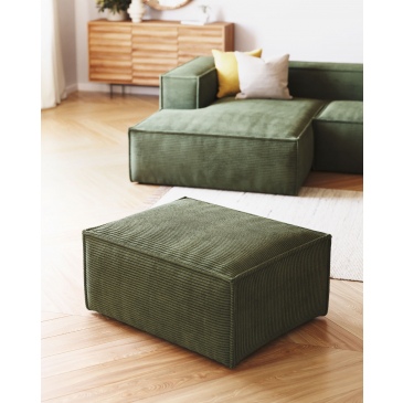 Kave Home Voetenbank Blok 90x70cm Groen Ribstof