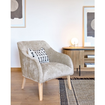 Kave Home Fauteuil Bobly Beige Chenille