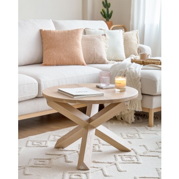 Kave Home Salontafel Lotus Naturel Eikenhout Ø65cm