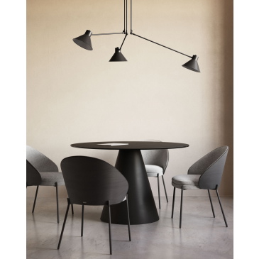 Kave Home Ronde Tafel Wilshire Gehard Glas Mat Zwart Ø120cm