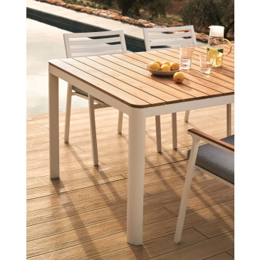 Kave Home Buitentafel Bona Massief Teakhout Wit 200x100cm