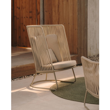 Kave Home Fauteuil Saconca Outdoor Hoge Rugleuning Touw Groen