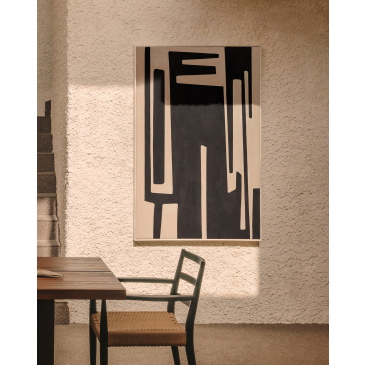 Kave Home Schilderij Salmi Abstract Zwart/Beige 90x140cm