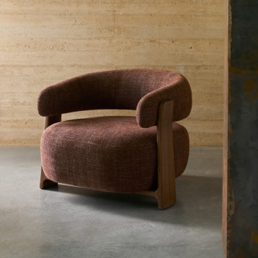 Kave Home Fauteuil Granite Bruin Chenille En Essenhout