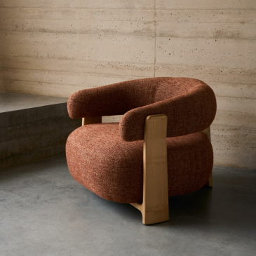Kave Home Fauteuil Granite Terracotta/Naturel Chenille En Essenhout