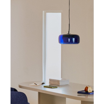 Kave Home Plafondlamp Reig Blauw Glas Ø38cm