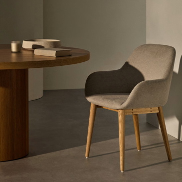 Kave Home Stoel Konna Beige Massief Essenhout Naturel