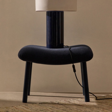 Kave Home Voetenbankje Inari Donkerblauw
