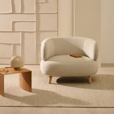 Kave Home Fauteuil Luisa Parel Chenille met Beukenhouten Poten 90cm