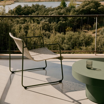 Kave Home Fauteuil Maurina Groen en Ecru/grijs Touw
