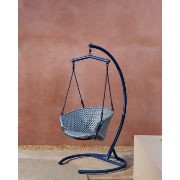 Kave Home Hangstoel Saliga Blauw Rotan
