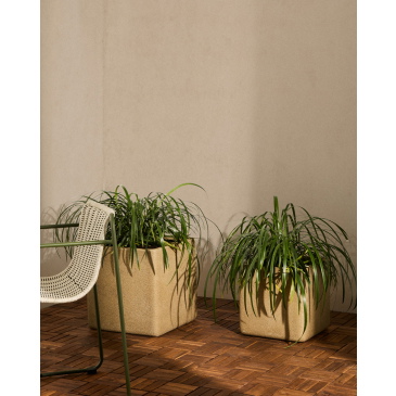 Kave Home Bloempot Minoa Laag Mosterd Set van 2