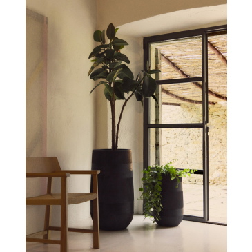 Kave Home Bloempot Tival Cement Zwart Set van 2