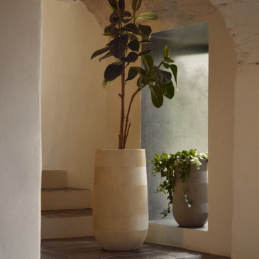 Kave Home Bloempot Tival Cement Beige Set van 2