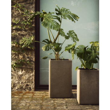 Kave Home Bloempot Minoa Hoog Mosterd Set van 2