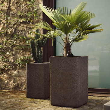Kave Home Bloempot Minoa Hoog Bruin Set van 2