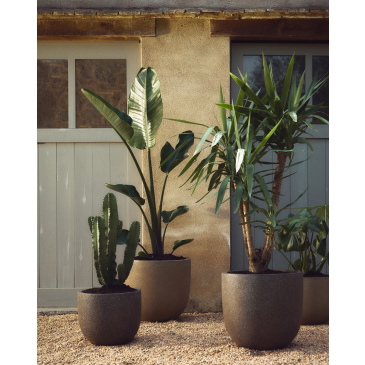 Kave Home Bloempot Selvi Donkerbruin Set van 2