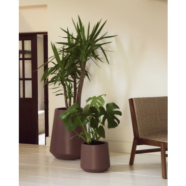Kave Home Bloempot Calun Cement Donkerrood Ø50cm