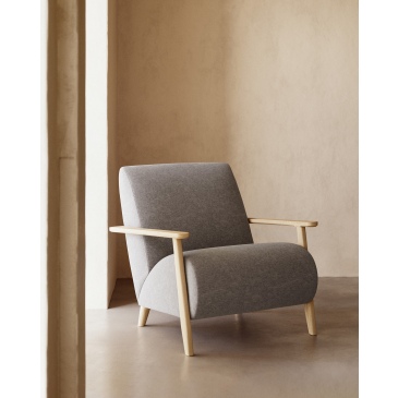 Kave Home Fauteuil Meghan Essenhout Grijs/Naturel