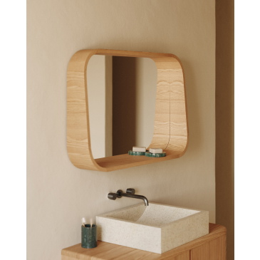 Kave Home Spiegel Salaya Essenfineer Naturel 90x60cm