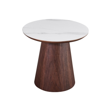 Bijzettafel Alba Walnoot Keramisch 60cm Rond - Giga Meubel