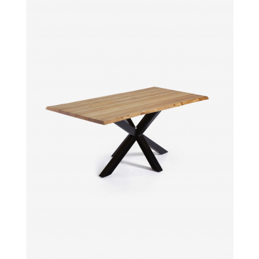 Kave Home Eettafel Argo Eikenfineer Naturel/Zwart 160cm