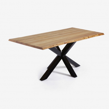 Kave Home Eettafel Argo Eikenfineer Naturel/Zwart 160cm
