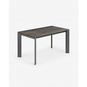Kave Home Uitschuifbare Tafel Axis Porselein en Donkergrijs Poten 140 (200)cm