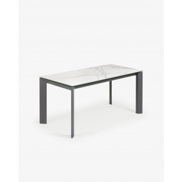 Kave Home Uitschuifbare Tafel Axis Porselein met Poten Antraciet 160 (220)cm