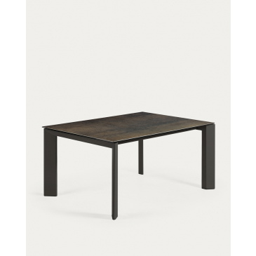 Kave Home Uitschuifbare Tafel Axis Porselein en Zwarte Poten 160 (220)cm